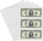 Currency Sleeves50pcs Page Protectors For 3 Ring Binder 3 Pocket Banknote Slee
