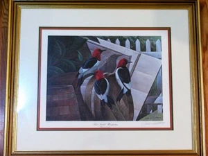 John Ruthven Signed Wildlife Lithograph "Red Headed Woodpeckers" - Picture 1 of 8