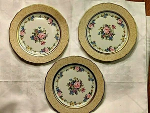 3 Noritake Bread & Butter Plates Pink Roses Garland w/ Gold Trim Design 6 3/8" - Picture 1 of 6