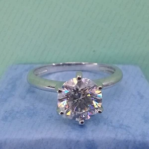 1.80 CTW Women's Round Moissanite 14K White Gold Plated Engagement Wedding Ring - Picture 1 of 4