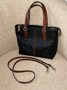 Fossil Black Pebbled Leather w/contrast Trim Crossbody Convertible Purse ZB7013 - Picture 1 of 17