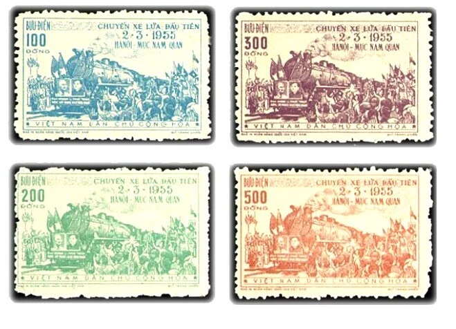 Opening of the Hanoi(Muc Nam Quan railway) NORTH VIET NAM ISSUE OF  01/03/1956 - Image 1 of 1