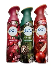 THREE Febreze Air HOLIDAY SCENTED Air Freshener Sprays 100% Natural Propellent - Picture 1 of 5