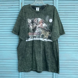 Polor Graphics T-Shirt Sz XXL ~ Short Sleeve ~ Green & Black ~ Wolves - Picture 1 of 4