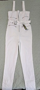 Like An Angel weißer Jeans-Overall mit Reißverschluss, Gürteldetails, ärmellos, Gr. L - Bild 1 von 5