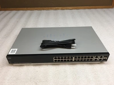 Cisco SF300-24P SRW224G4P-K9 V02 24-Port 10/100 PoE Managed Switch w/ PWR Cable - Image 1 of 4
