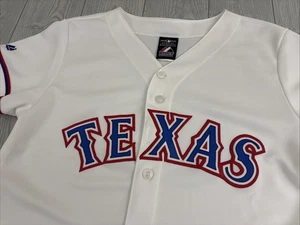 Majestic Texas Rangers maglia donna grande bianca MLB baseball cucita con bottoni - Foto 1 di 11