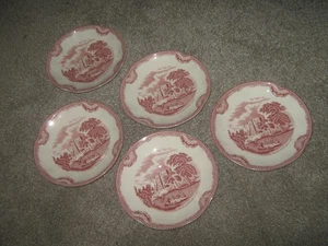 5 Johnson Bros. Rosa Transferware Kenilworth Castle Untertassen - Bild 1 von 1