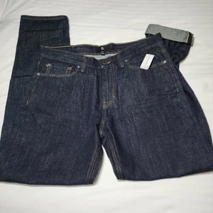 Jeans Banana Republic BR Autentico Selvedge Denim Scuro Dritto 33x32 Nuovo con etichette - Foto 1 di 17