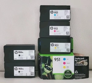 5 Stück Original-Zubehör-Hersteller HP #950XL Schwarz & #951 Cyan Magenta Gelb Tintenpatronen ** NEU, UNBENUTZT - Bild 1 von 12