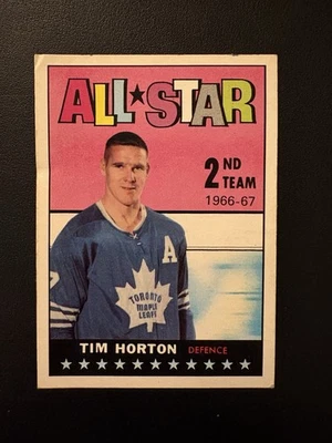 1967-68 Tim Horton Topps NHL Hockey All Star Card #127 Maple Leafs HOF VG-EX! - Image 1 of 2