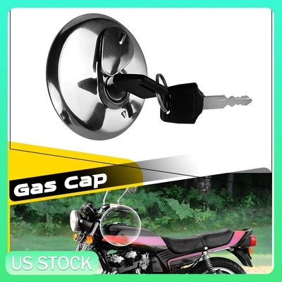 Universal Motorcycle Gas Lid Motorbike Fuel Tank Cap Cover With 2 Keys Lock Set - Image 1 of 4