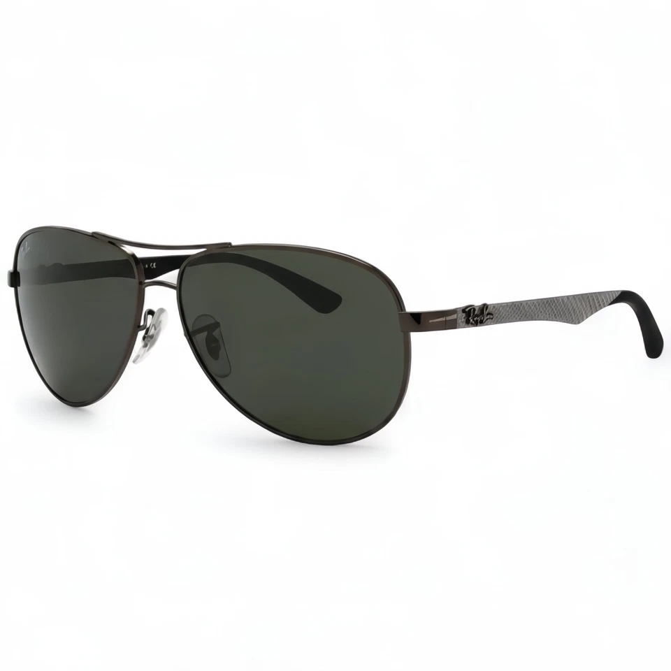 Ray Ban RB 8313 004 58 Gunmetal Carbon Fibre Green Lens Mens Aviator Sunglasses - image 1 of 1