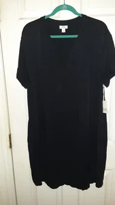 A.n.a. A New Approach schwarzes Midikleid zum Überziehen Etuikleid mit Taschen Gr. Large NEU  - Bild 1 von 6