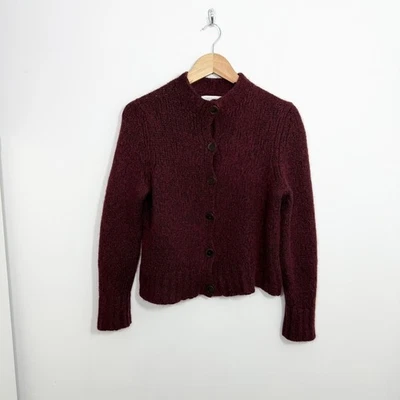 Toast Lofty Alpaca Cardigan Size M UK 8/10 Burgundy Cotton Wool Mix  - Image 1 of 4