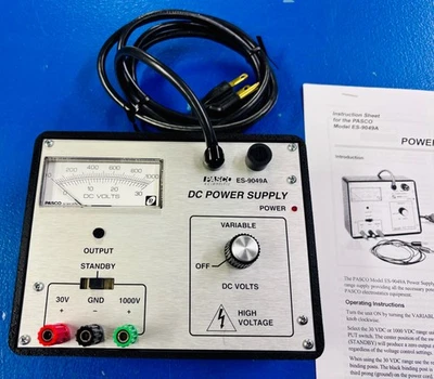 Fuente de alimentación Pasco Scientific modelo ES-9049A D.C. con cables.  30V, 1000V. Foto 1 de 4