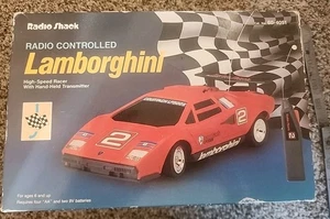 Vintage Radio Shack Radio Controlled 60-4051 Red Lamborghini W/ BOX RC Race CAR - Picture 1 of 9