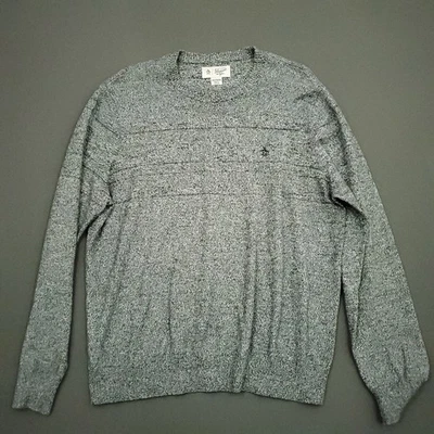 Suéter masculino original Penguin Munsingwear manga longa 2XL gola redonda malha cinza - Imagem 1 de 4