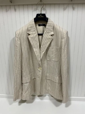 Blazer Ralph Lauren Crema Rayas Nuevo Con Etiquetas Talla 16 Foto 1 de 4