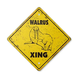 Walrus Vintage Crossing Sign Xing Plastic Rustic Tall animal sealife marine mamm - Picture 1 of 4
