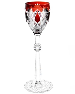 Copa de vino Fabergé Zar rojo rubí corte a cristal transparente 10 3/8" nueva sin caja - Imagen 1 de 5