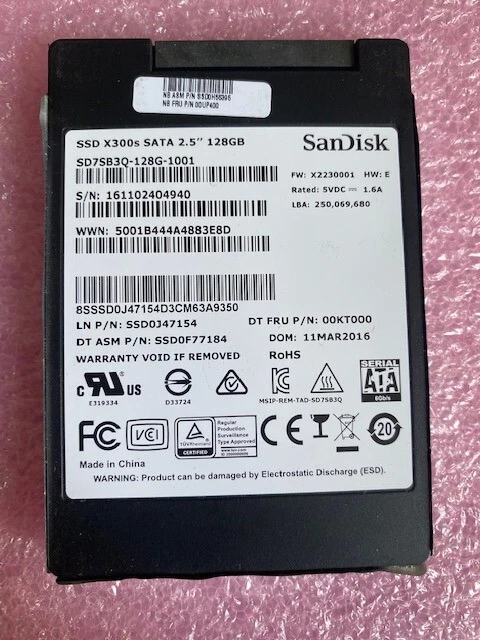 SanDisk 128GB X300s SATA 2.5" SD7SB3Q-128G-1001 SSD0J47154 Solid State Drive - Image 1 of 1