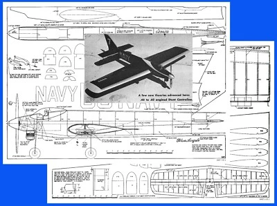 Model Airplane Plans (UC): Blue-Angel 56" Stunt for .45-.60 by Larry Scarinzi - Image 1 of 3