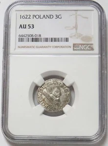 1622 SIGISMUND III POLAND 3 GROSCHEN NGC ABOUT UNC 53 - Picture 1 of 4