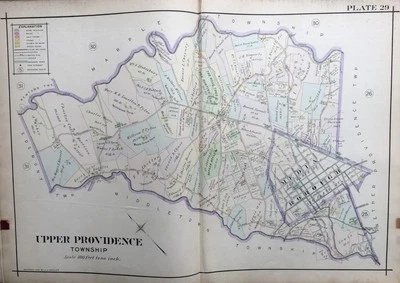 ORIG 1909 A.H. MUELLER DELAWARE COUNTY, PA, UPPER PROVIDENCE TWP, PLAT ATLAS MAP - Image 1 of 3