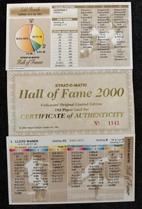 Strat-O-Matic Baseball Hall of Fame 2000 Limited Edition Singles - YOU PICK ! - Picture 1 of 193