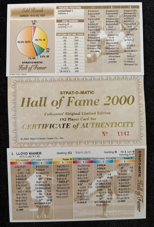 Strat-O-Matic Baseball Hall of Fame 2000 Limited Edition Singles - YOU PICK ! - Image 1 of 1