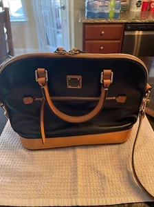 Dooney & Bourke Wexford Leather Domed Zip Satchel In Navy Blue EX++ - Picture 1 of 8
