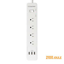 4 Outlet Type 3 Surge Protector Power Strip with 3 USB Ports, 2100 J, 1.5M Cord