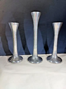 Retired Pottery Barn Egg Taper Candle Holders Set of 3 Silver Tone Spring Decor - Picture 1 of 8