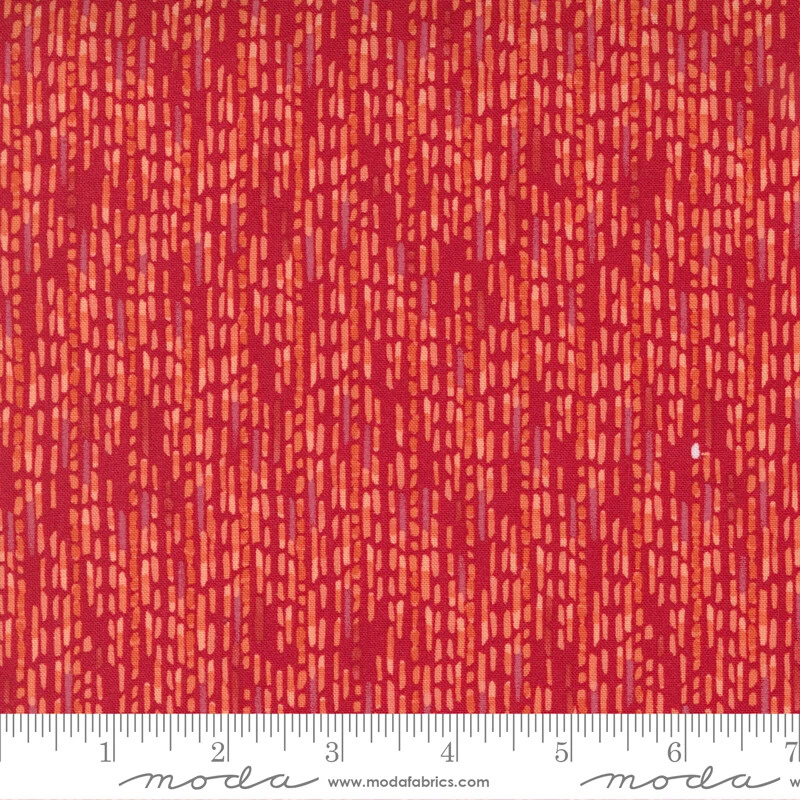 Carolina Lilies Dashed Stripe Lines Red by Robin Pickens for Moda 1/2 Yard - Image 1 of 1