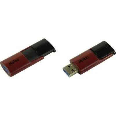 Netac 32GB USB 3.0 Flash Drive With Retractable Slider Black And Dark Red Stick - Image 1 of 4