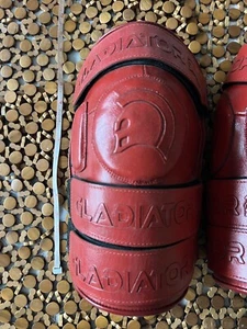 Polo Knee Guards Mens Large 3 Strap Pair Red Coke Style - Picture 1 of 1