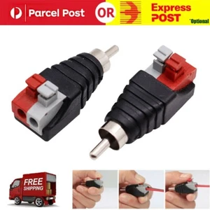 Speaker Wire A/V Cable to Audio Male RCA Connector (B13) Adapter Jack Press Plug - Picture 1 of 8