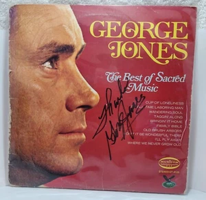 GEORGE JONES AUTOGRAPHED VINYL  ALBUM - THE BEST OF SACRED MUSIC - Picture 1 of 5