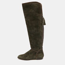 Jimmy Choo Green Suede and  Leather Knee Length Boots Size 38