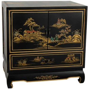 Black Lacquer Nightstand - Picture 1 of 5
