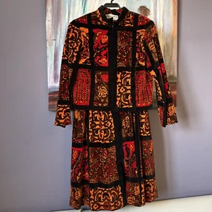 Vintage 60's-70’s Oscar de la Renta Sz S/M Boutique Jacket Set Red Velvet Dress - Picture 1 of 20