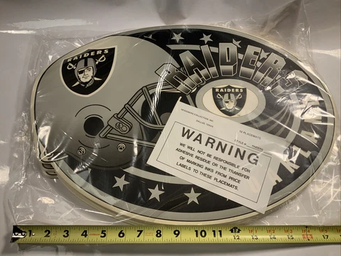Vintage Oakland Raiders Placemat SEALED Bag of 12 NFL RARE 1997 90’s 1990’s Cover