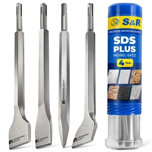 S&R Meister Meißel SDS Plus Set - 4-tlg. Spitzmeißel, Flachmeißel, Fliesenmeißel - Bild 1 von 6
