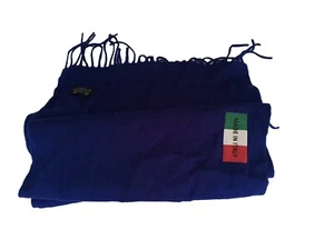 Scarf Made In Italy 100% Pure Wool Shawl Wrap Solid Fringed Scarf - Picture 1 of 5