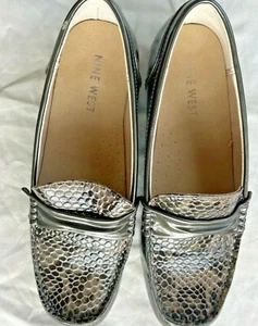 Nine West Women's Frankieff Loafers Size 6.5M Snakeskin Design Patent Leather - Picture 1 of 11