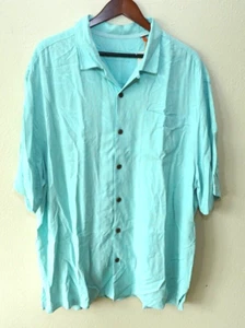 Tommy Bahama Hawaiian Shirt Mens 1XB Tiki Palms S/S 100% Silk Embroidered NWT - Picture 1 of 4
