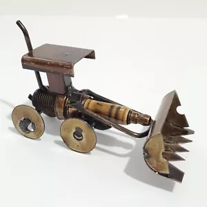 Spark Plug Hand Crafted Metal Sculpture Tractor Figurine Home Office Decor - Picture 1 of 8