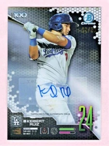 Keibert Ruiz LA Dodgers 2019 Bowman Scouts' Top 100 Chrome Auto 29/50 - Picture 1 of 2