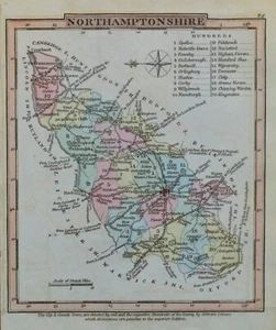NORTHAMPTONSHIRE, George Gray, Original Hand Coloured Antique County Map 1824 - Picture 1 of 1
